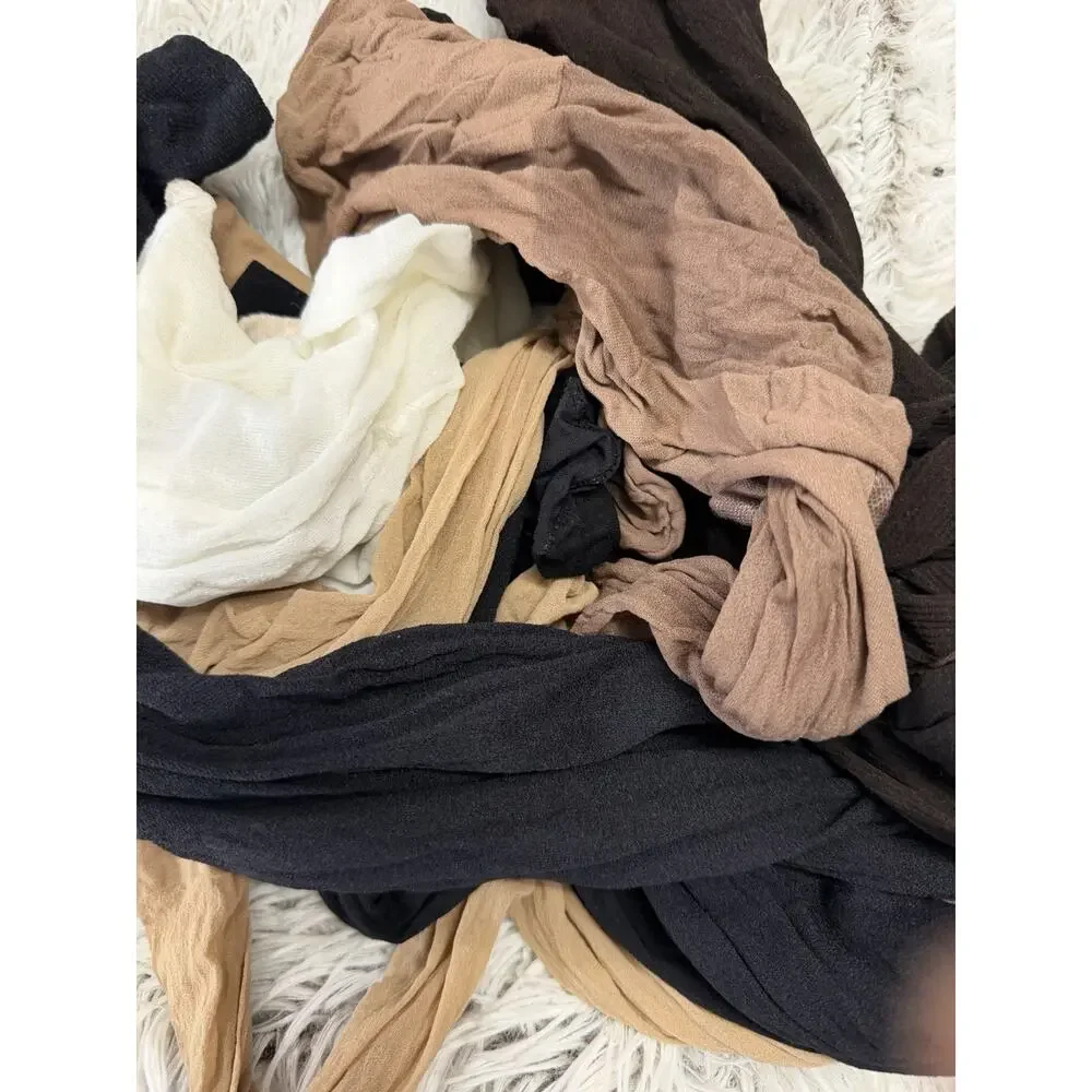 LOT of Vintage PANTYHOSE 6 Pair Nude Flesh Black Brown Hosiery Craft Wear Used